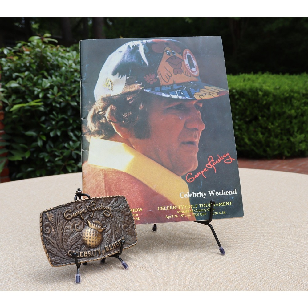 Vintage George Lindsey Celebrity Benefit Belt Buckle‎ and Program Guide